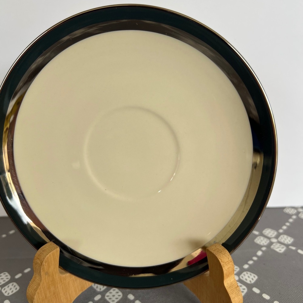 Flintridge China Platinum Silver Rim Cream Saucer Made in USA California Vintage